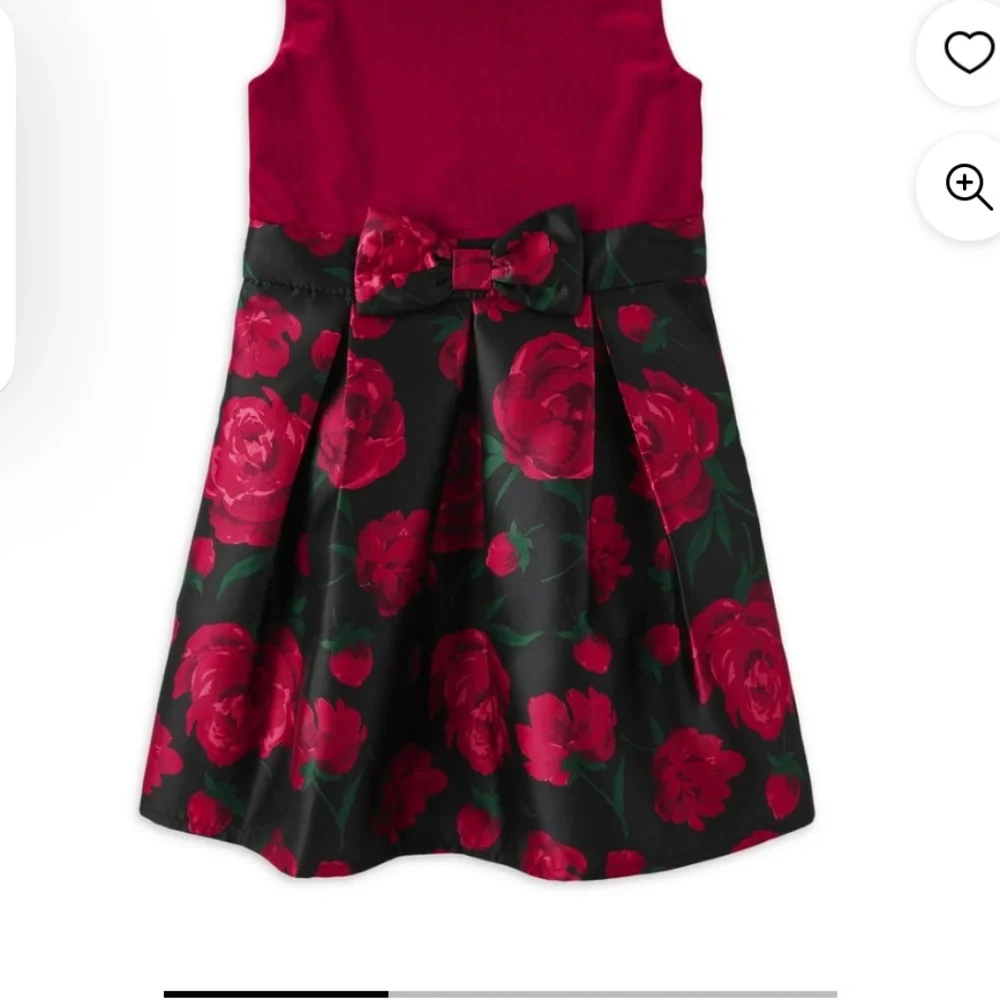 The Children’s Place Girls Red Velour Print Dress Size 10 NEW